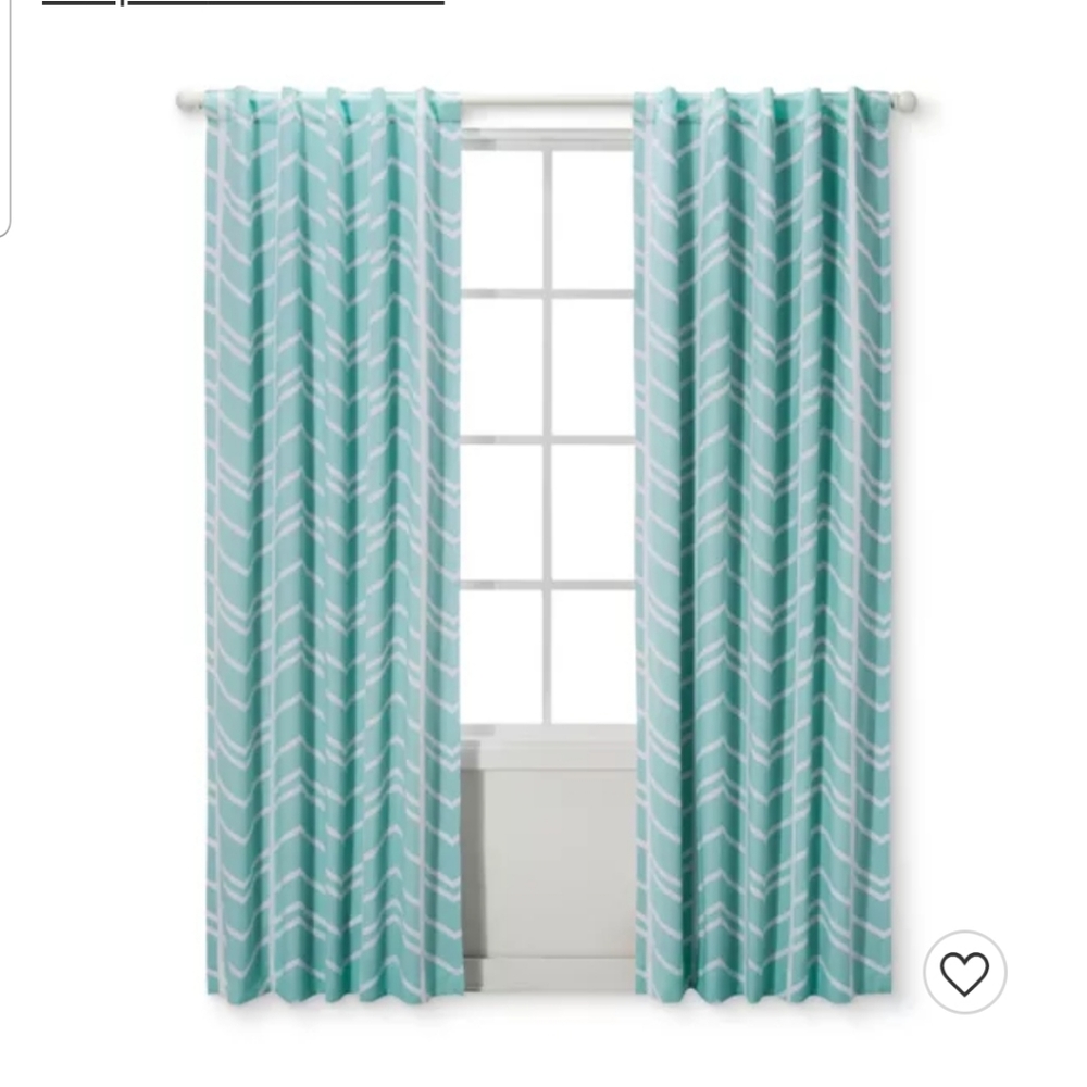 Blackout Curtain Panel Aqua Herringbone